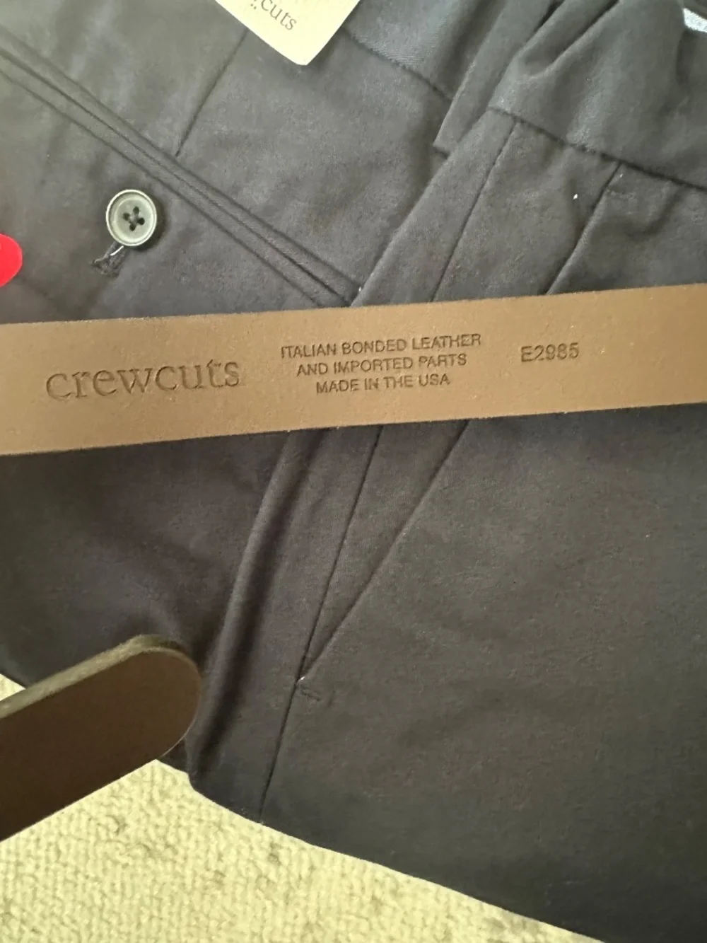 Crewcuts Brown (Dark Caramel) Italian Bonded Leather Dress Belt Boys XL NWT